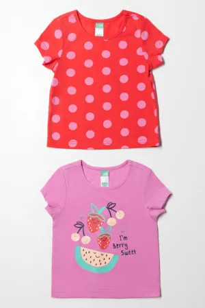 2 Pack Spot T-Shirts Red & Lilac