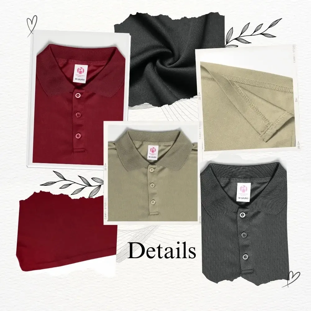 3 Pack Men's Long Sleeve Quick Dry Polo Shirts