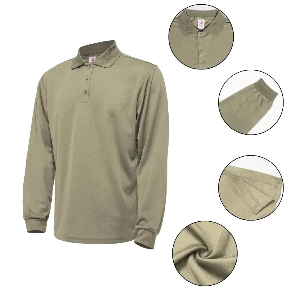 3 Pack Men's Long Sleeve Quick Dry Polo Shirts