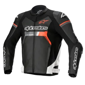 ALPINESTARS GP FORCE LEATHER AIRFLO JACKET - BLACK/WHITE/RED FLURO