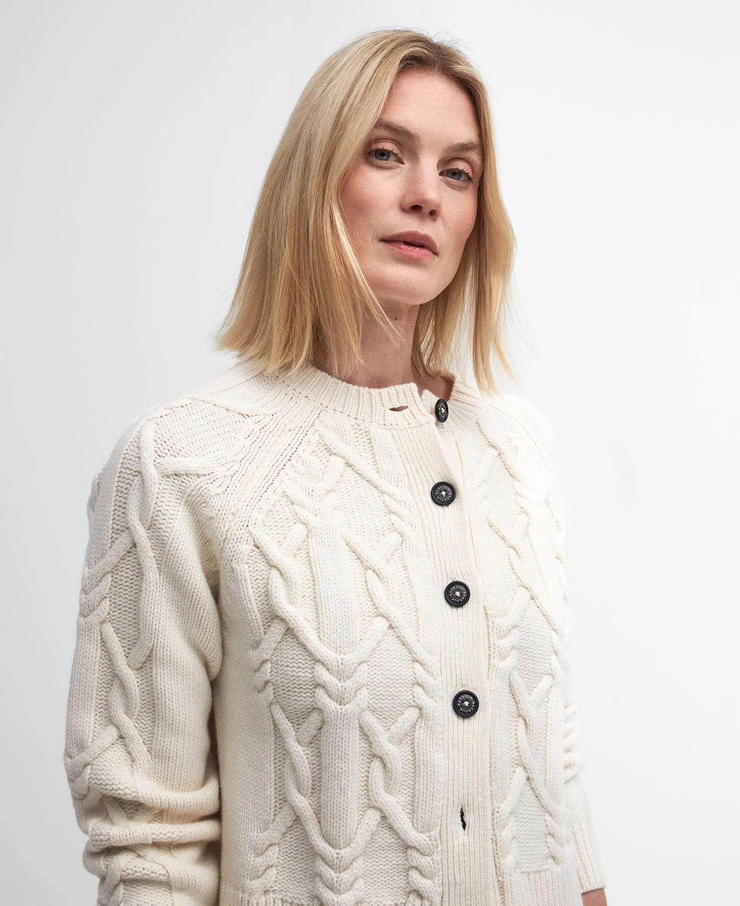 Barbour Lorelei Cardigan, Ecru