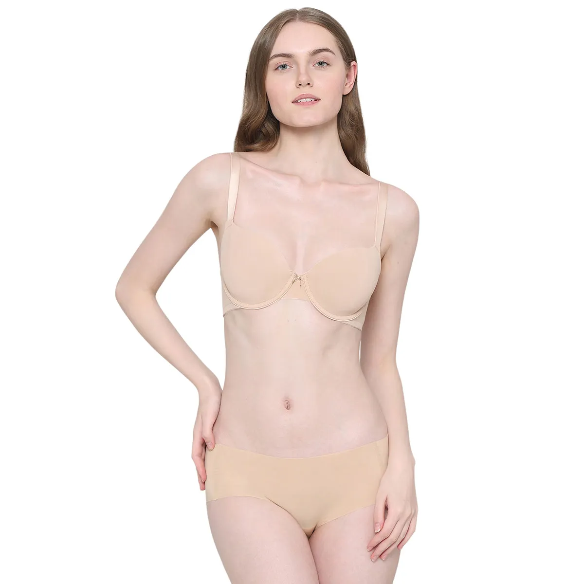 BASICS Zoe Padded Wired 3/4th Cup Everyday Wear Comfort Fit T-shirt Bra - Beige