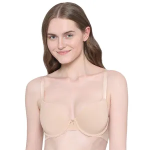 BASICS Zoe Padded Wired 3/4th Cup Everyday Wear Comfort Fit T-shirt Bra - Beige