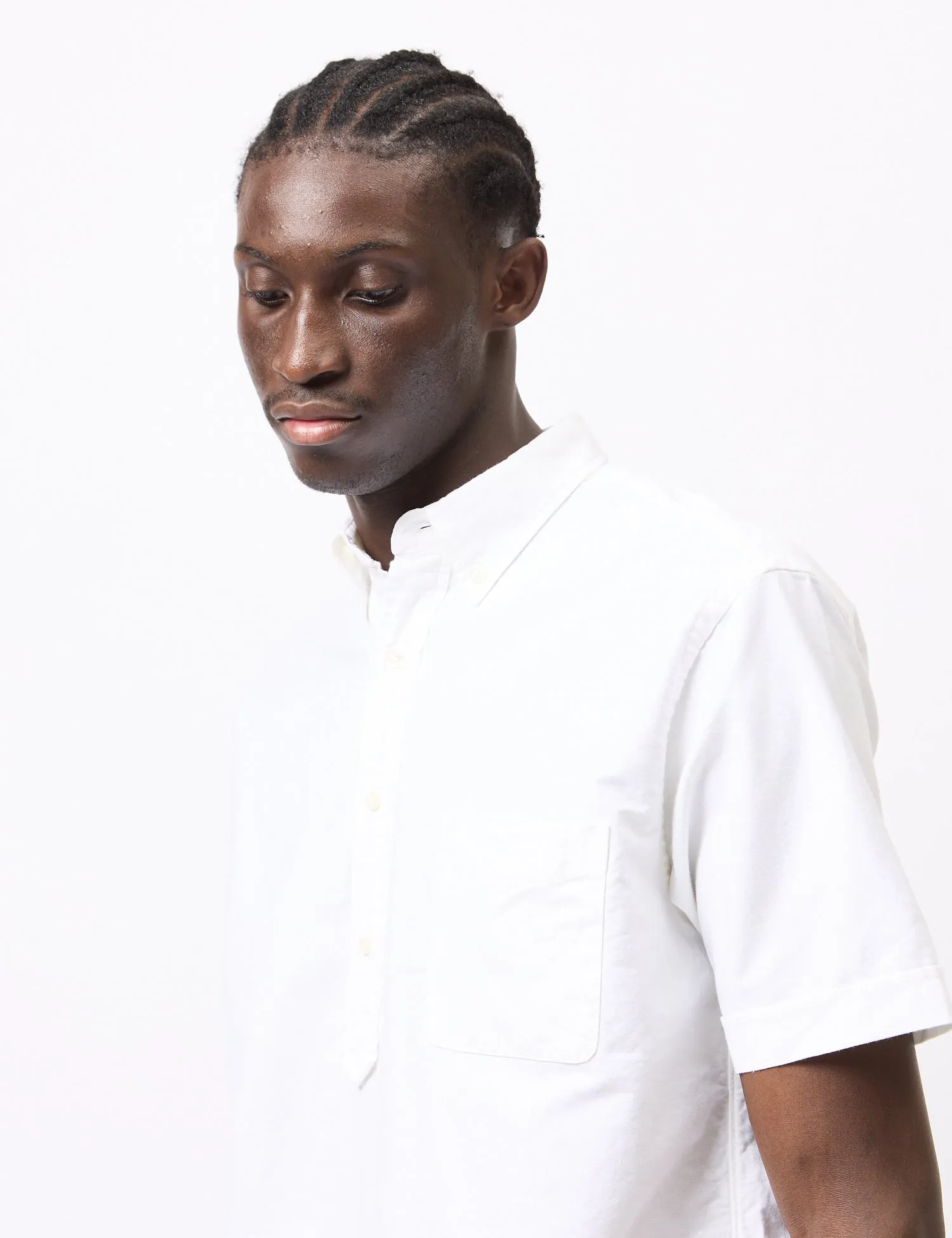 Beams Plus B.D. Pullover Short Sleeve Oxford Shirt - White