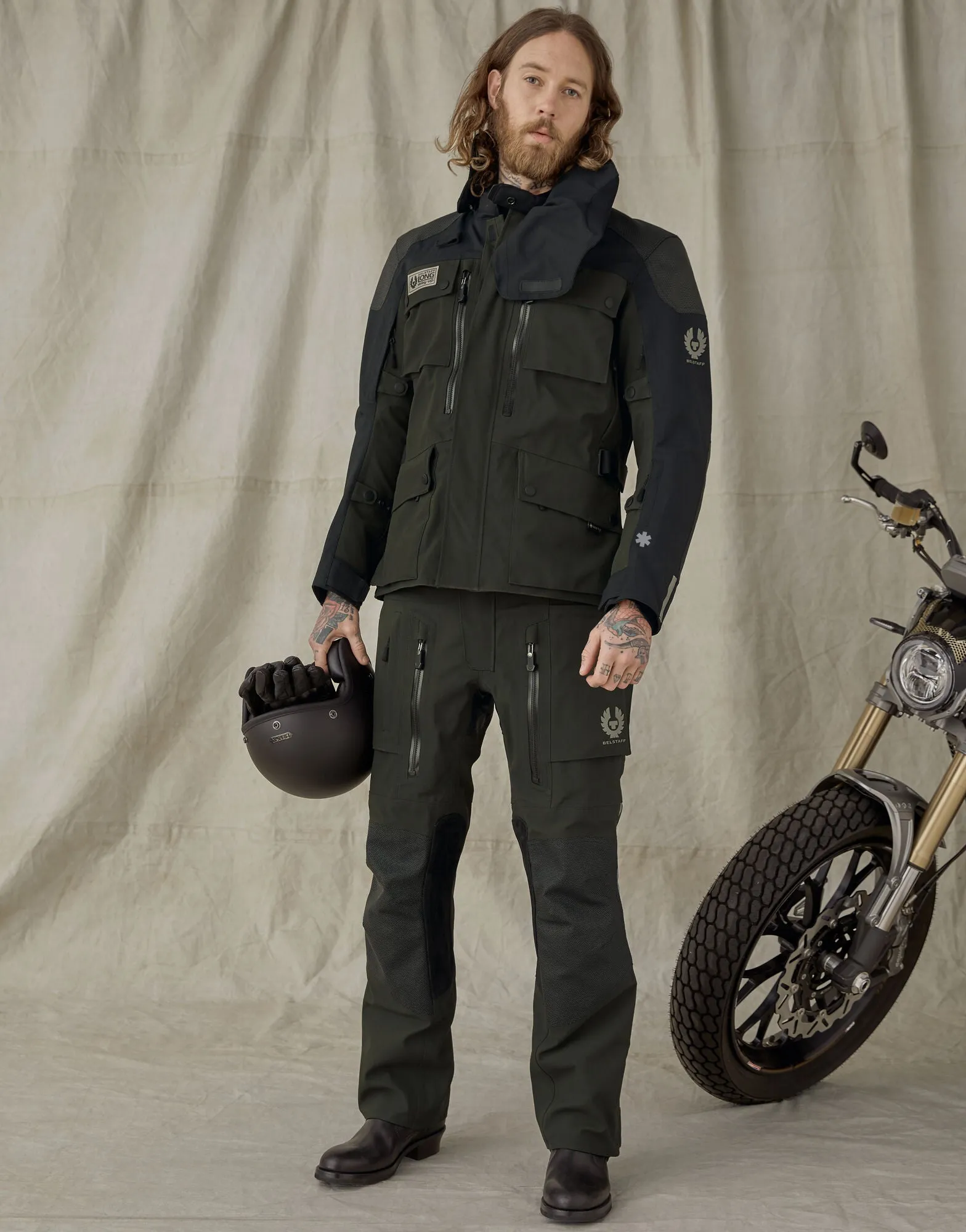 BELSTAFF LONG WAY UP GORE-TEX PRO MOTORCYCLE JACKET - OLIVE