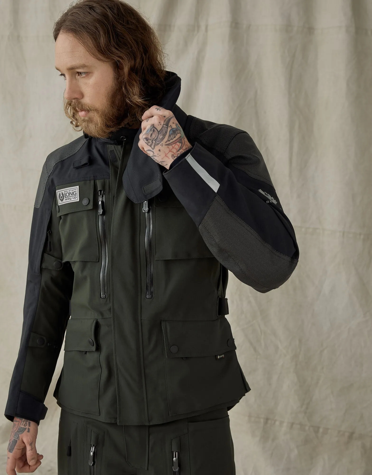 BELSTAFF LONG WAY UP GORE-TEX PRO MOTORCYCLE JACKET - OLIVE