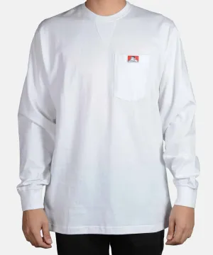 Ben Davis Heavy-Duty Long Sleeve Pocket T-shirt - White