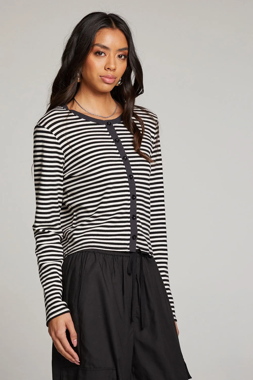 Brady Punk Stripe Button Up Pullover