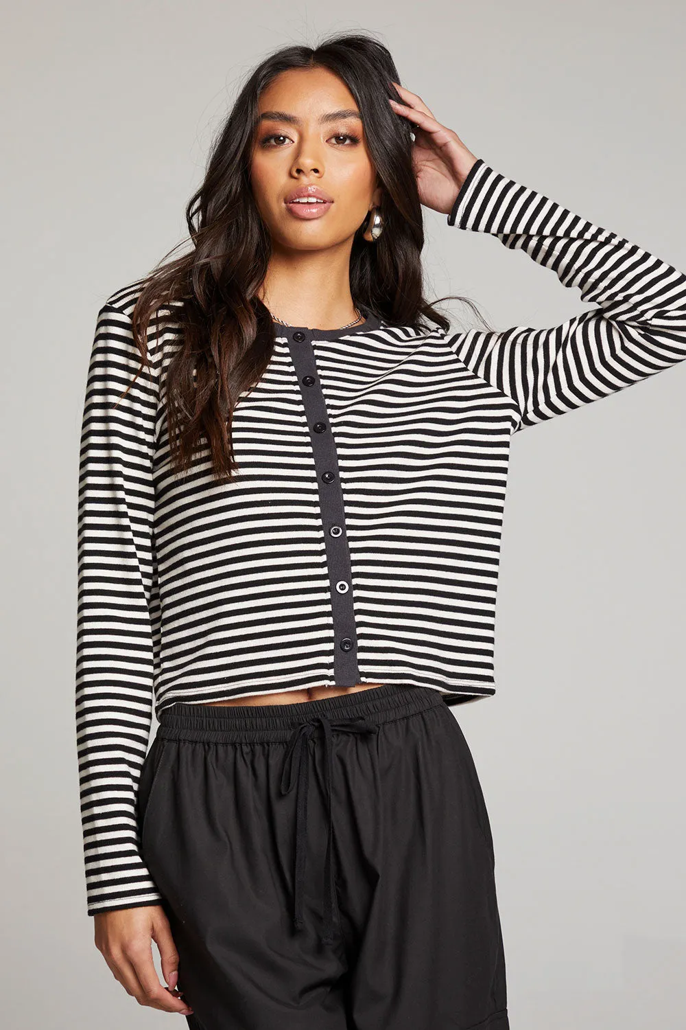 Brady Punk Stripe Button Up Pullover