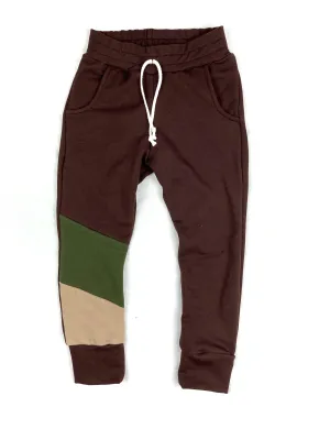 Brown Color Block Joggers