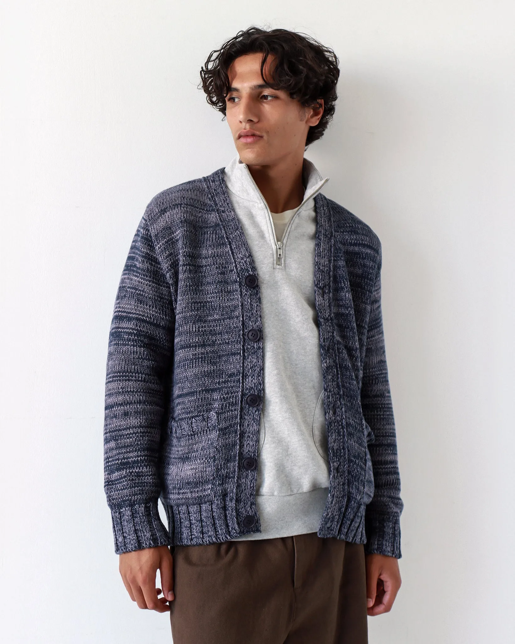 Buckley Cardigan - Navy / Silver Blue Twisted Yarn