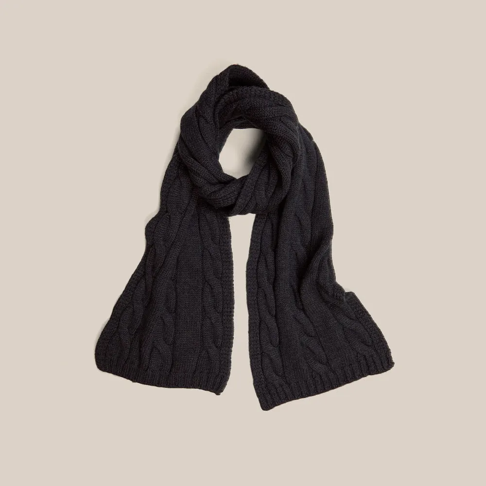 Cable Knit Scarf - Charcoal