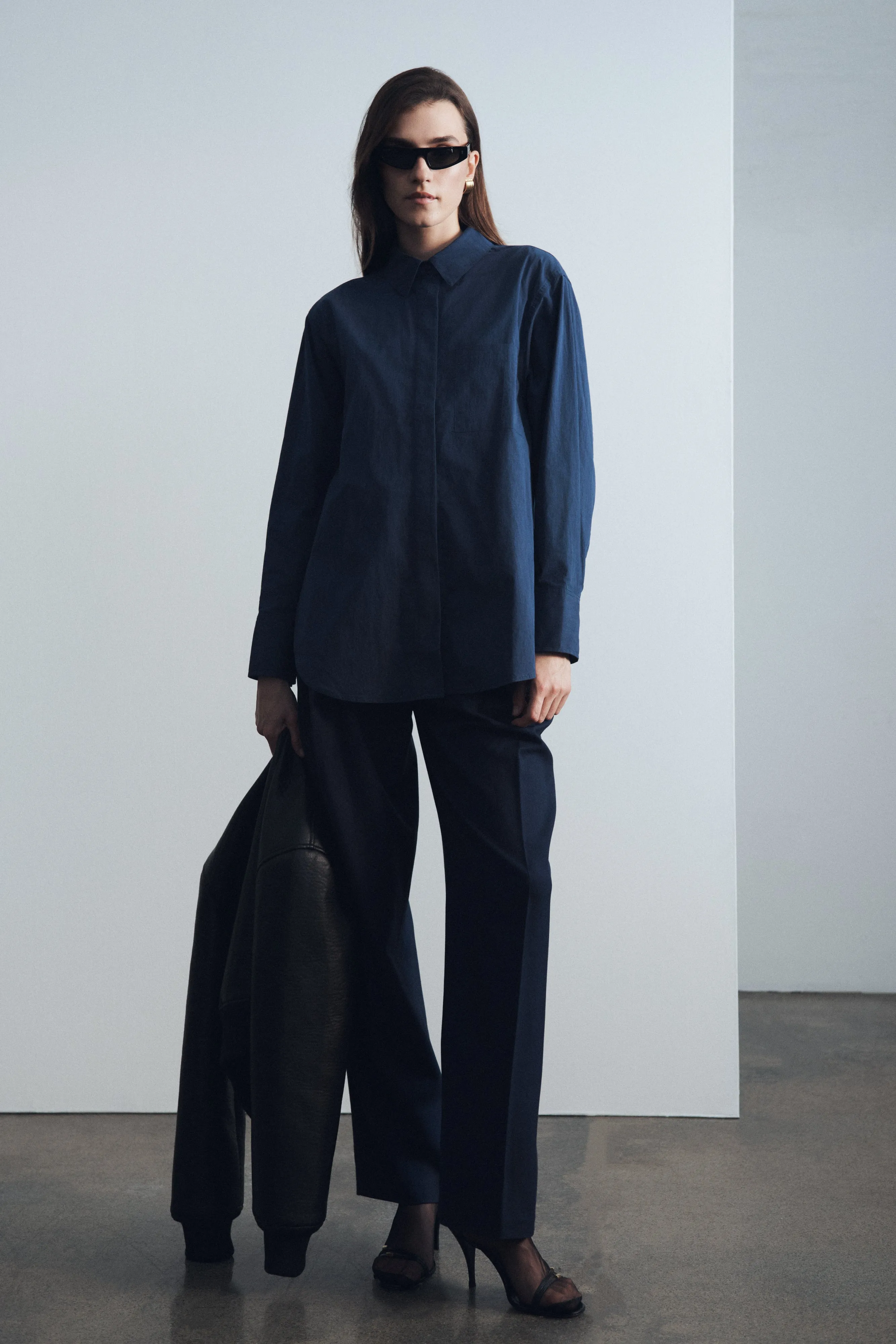 Campbell Cotton Oversized Shirt - Navy