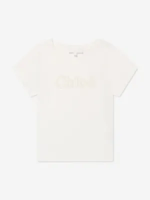 Chloé Girls Logo T-Shirt in Ivory