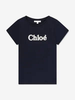 Chloé Girls Logo T-Shirt in Navy