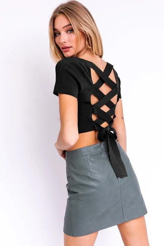 Criss Cross Back Knit Top