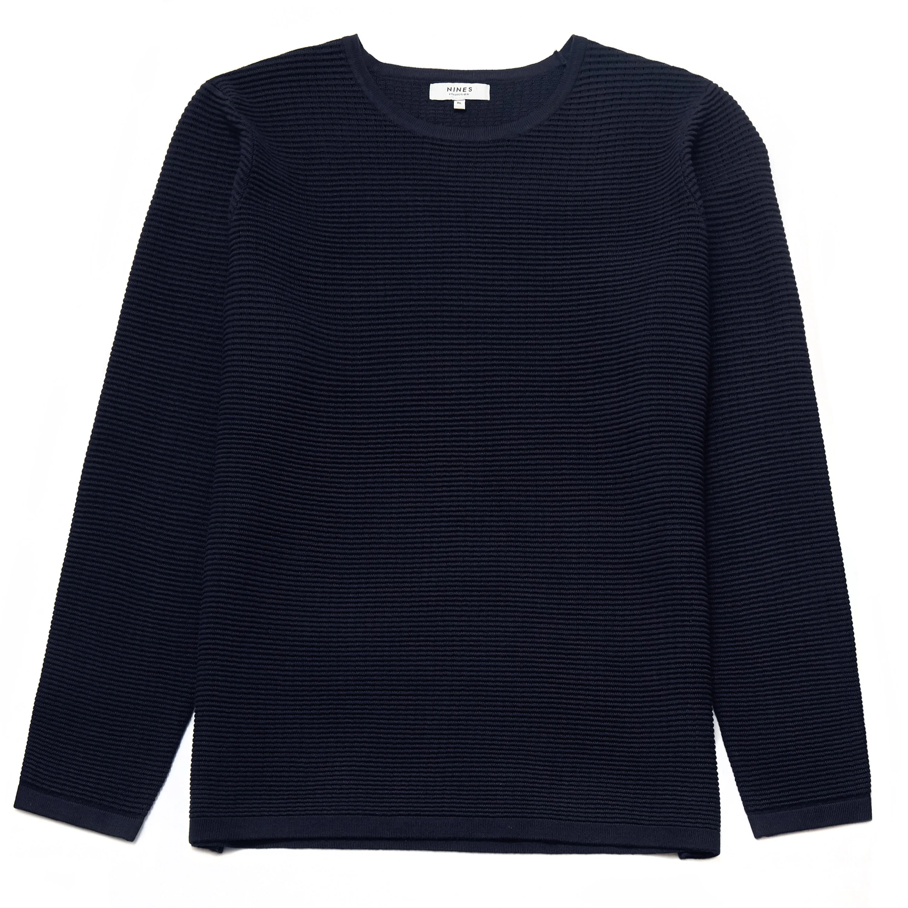 Dunworth Ribbed Navy Crew Neck Jumper