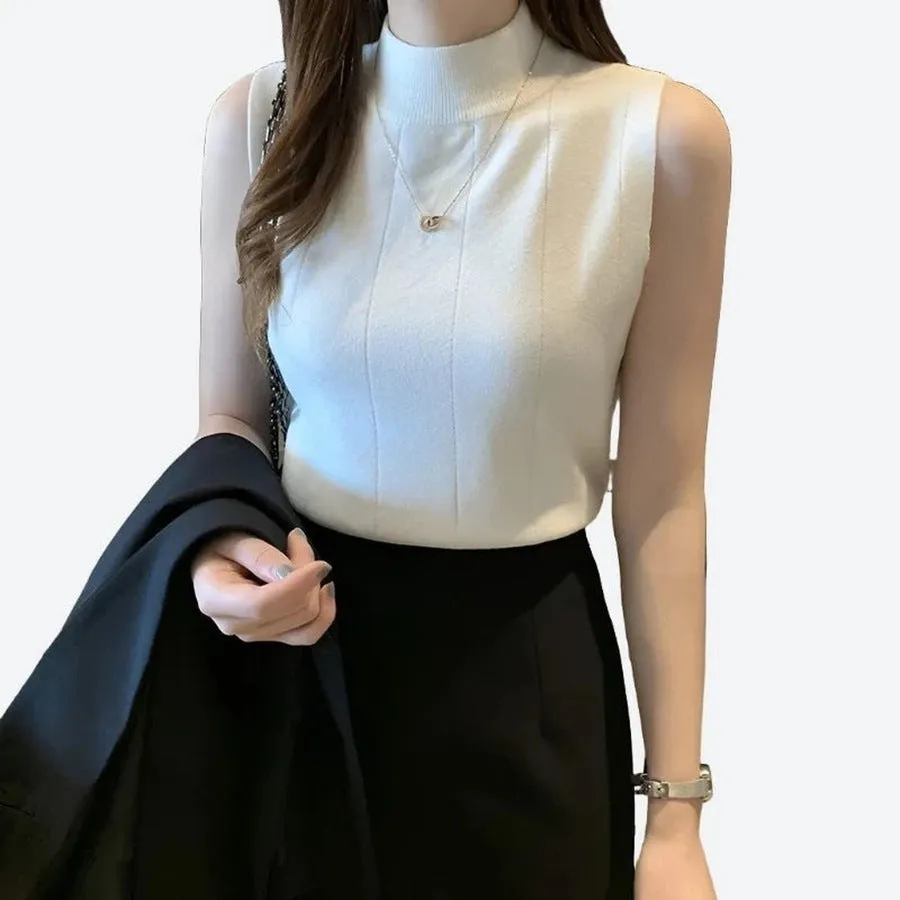 Elegant Sleeveless High-Neck Tops