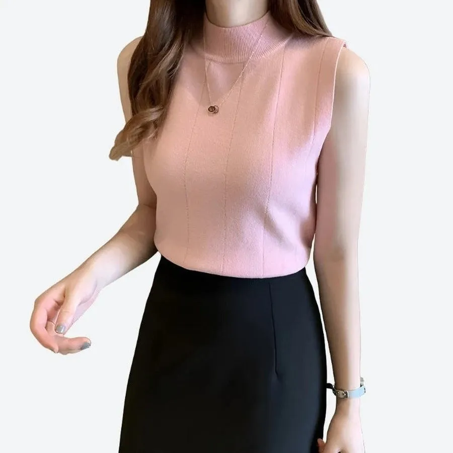 Elegant Sleeveless High-Neck Tops