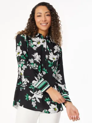 Floral Satin Popover Tunic