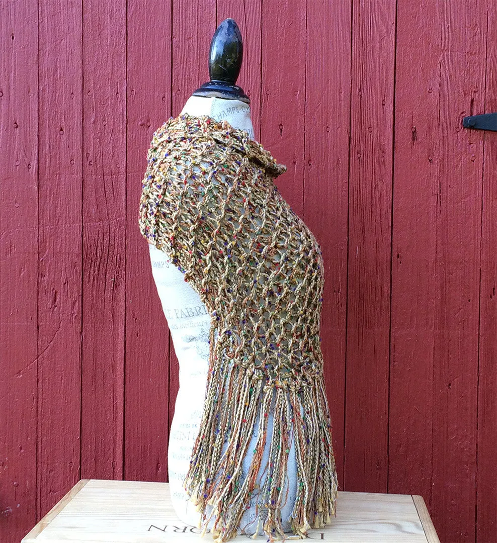 Golden Tweed Shawl w/Fringe