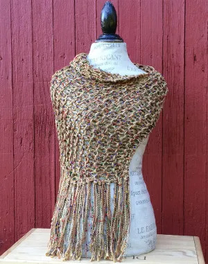 Golden Tweed Shawl w/Fringe