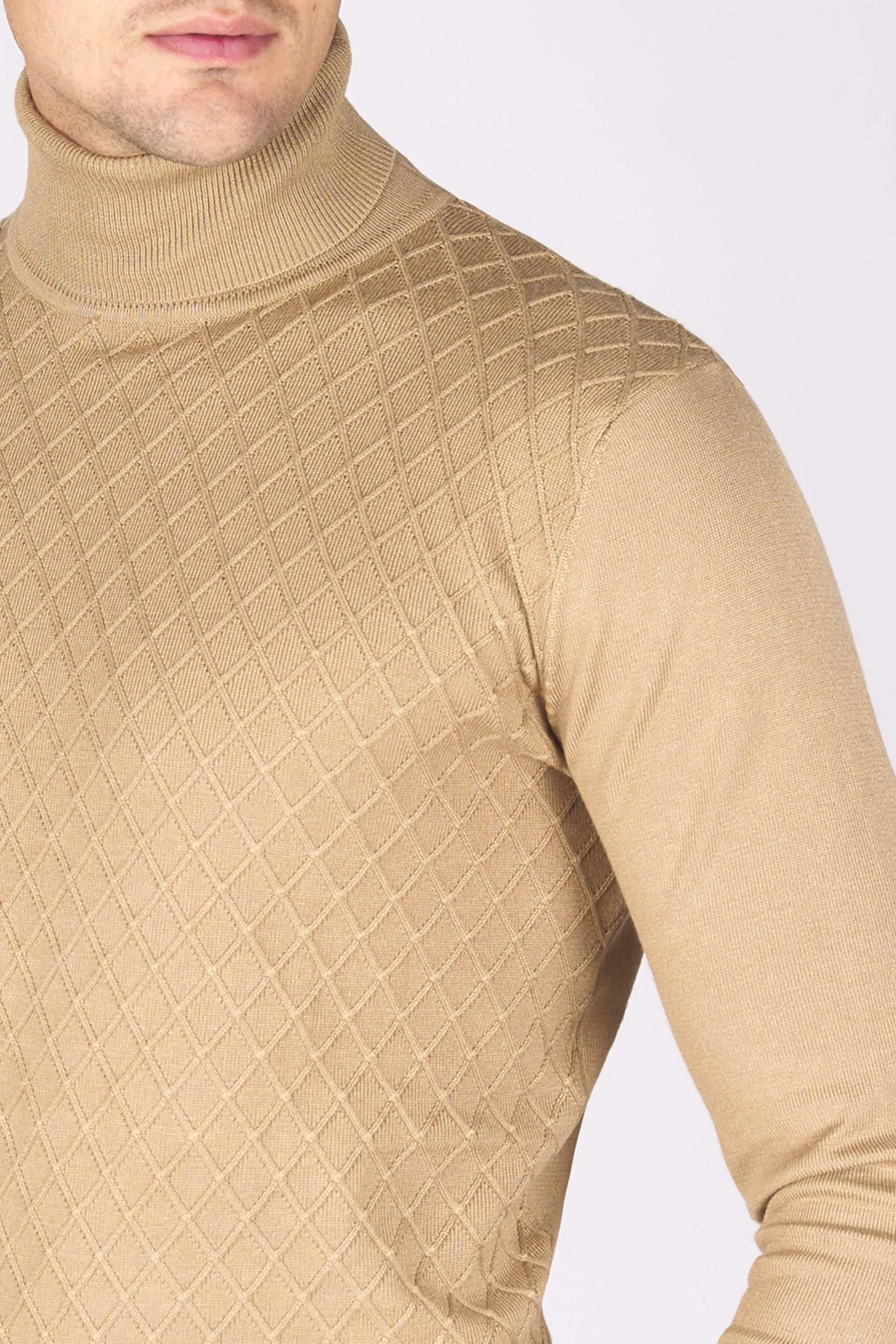 High-Neck Sweater Hexagonal Pattern