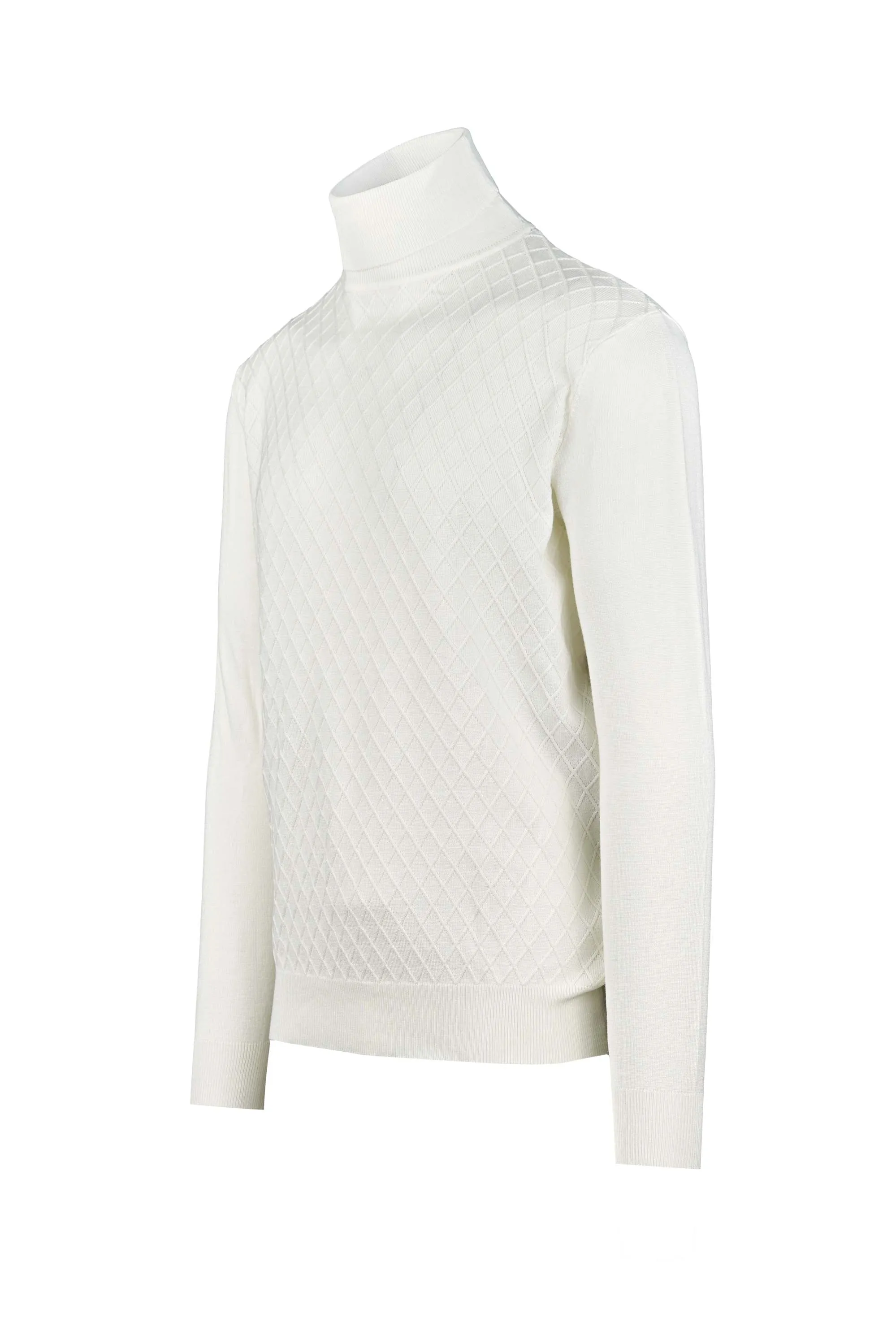 High-Neck Sweater Hexagonal Pattern