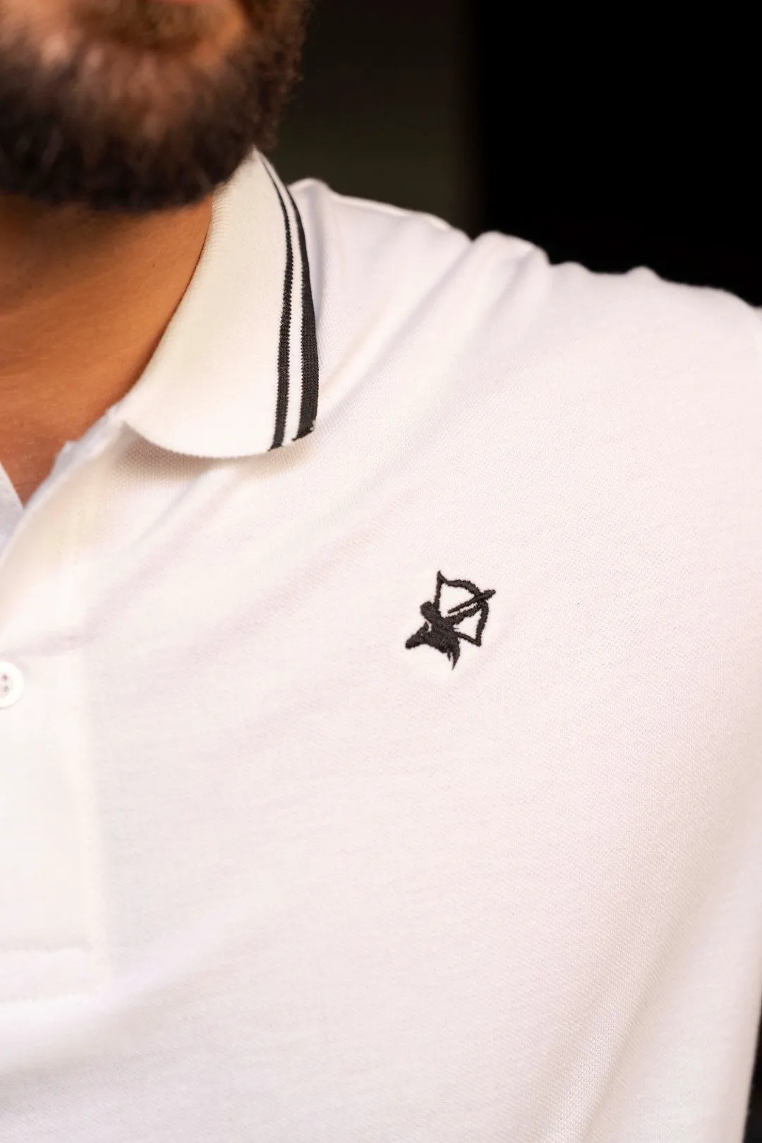 IVAR® Ice White Black Rib Polo