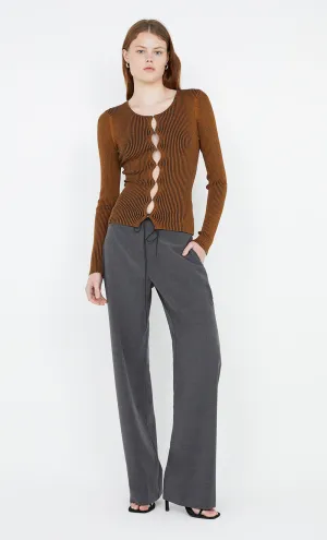 LAILA LONG SLEEVE KNIT CARDIGAN - RUST