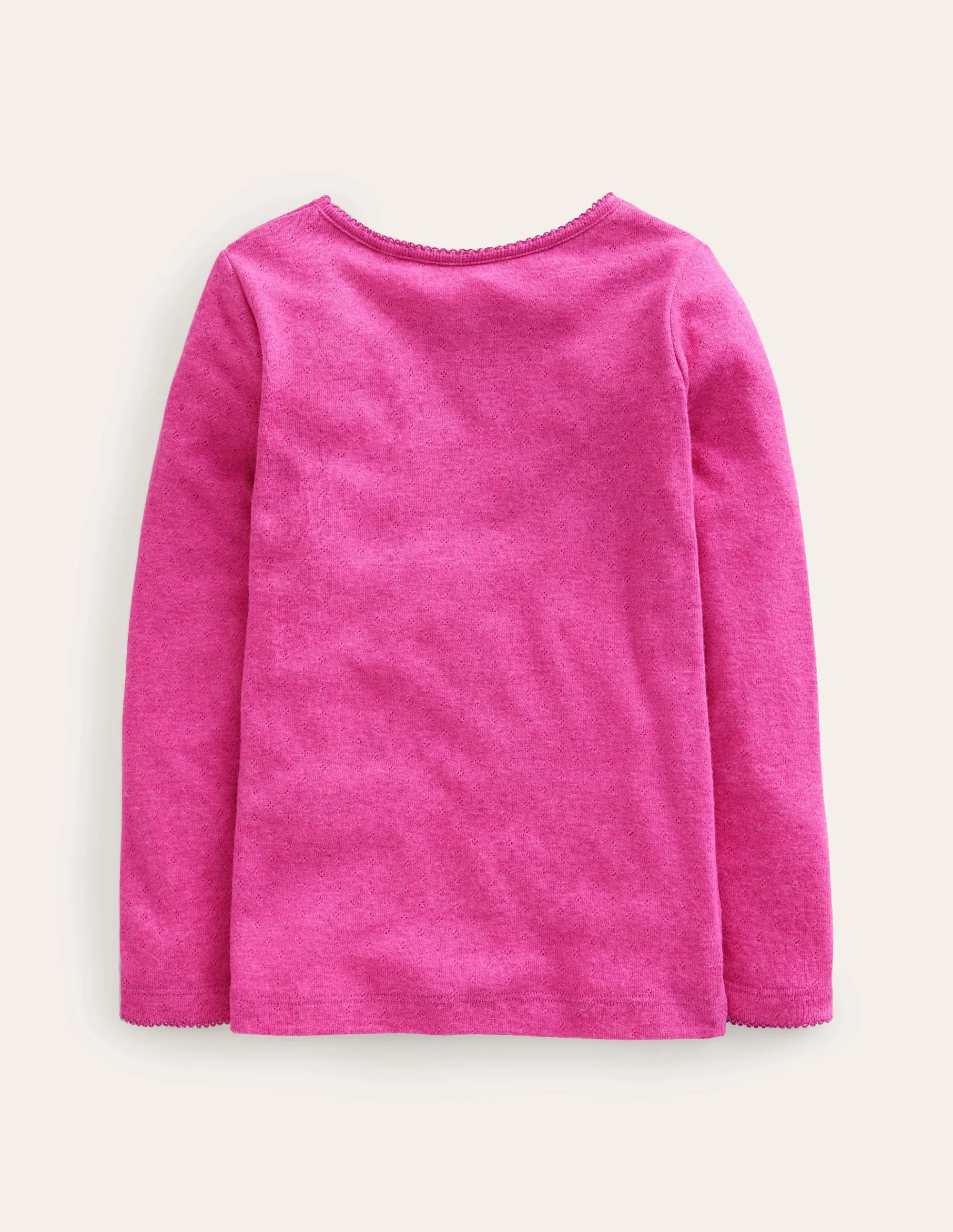 Long Sleeve Pointelle Top-Phlox Pink