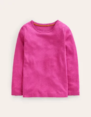 Long Sleeve Pointelle Top-Phlox Pink