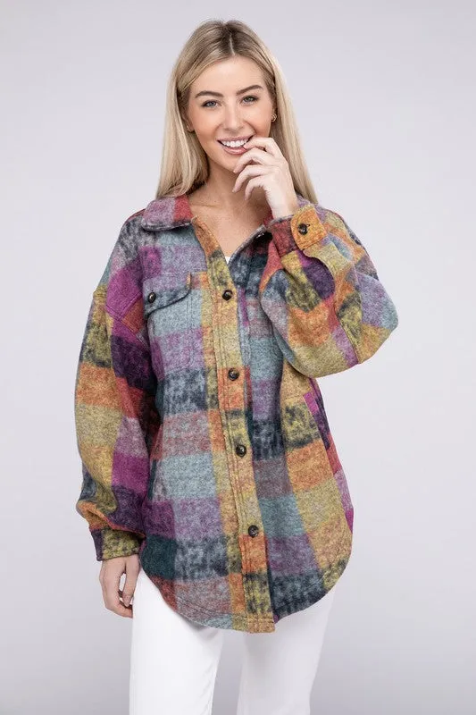 Lory Loose Fit Buttoned Down Check Shirt Jacket