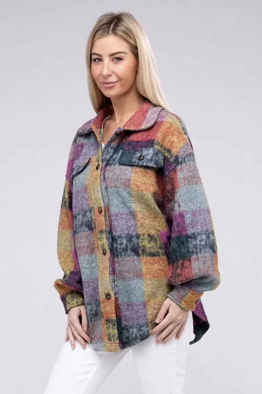 Lory Loose Fit Buttoned Down Check Shirt Jacket