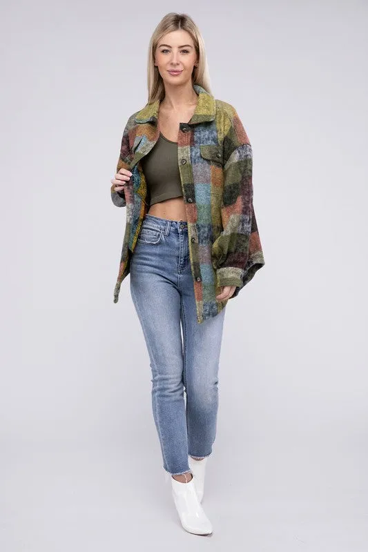 Lory Loose Fit Buttoned Down Check Shirt Jacket