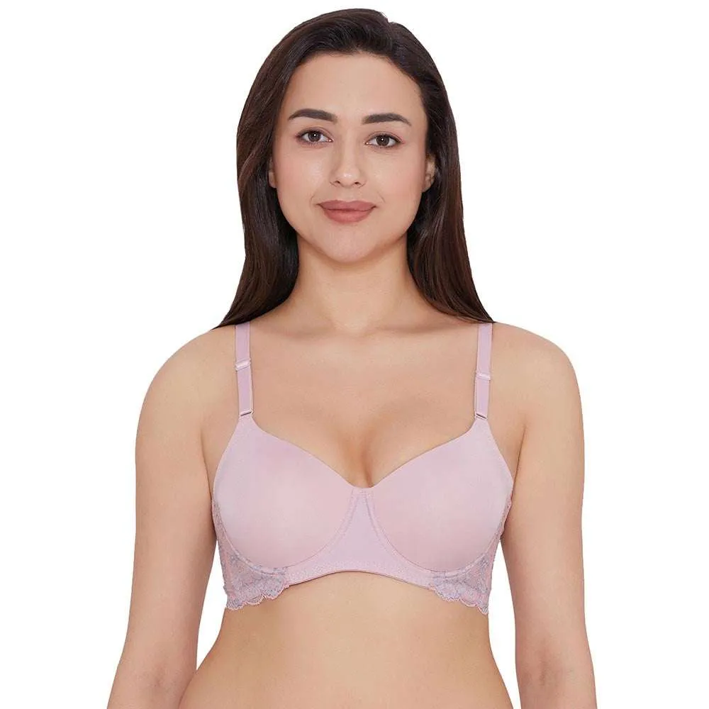 Love to Lace  Padded Wired  3/4th Cup Everyday Wear Medium coverage T-Shirt Bra - Pink