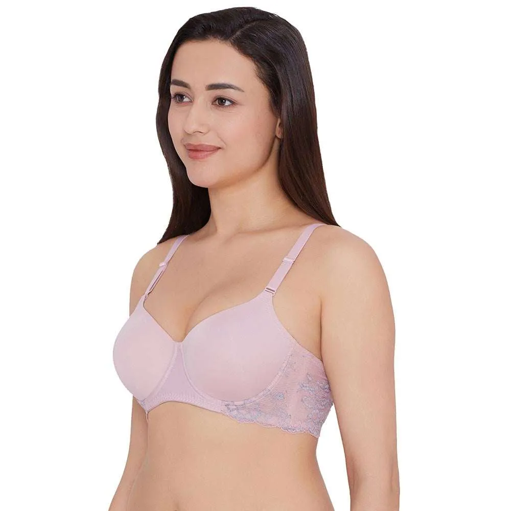 Love to Lace  Padded Wired  3/4th Cup Everyday Wear Medium coverage T-Shirt Bra - Pink