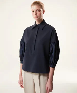 Machka Taffeta Garni Sweatshirt Navy Blue