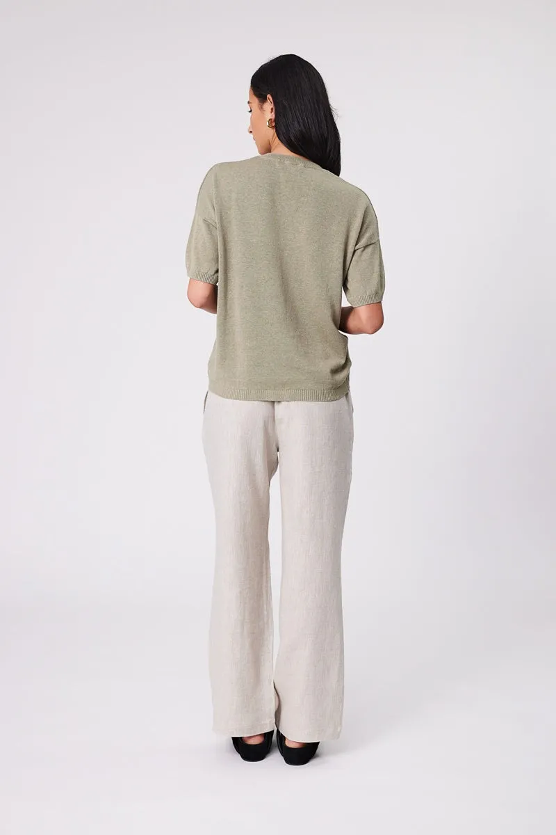 Marlow - Eden Knit Tee - Light Kelp