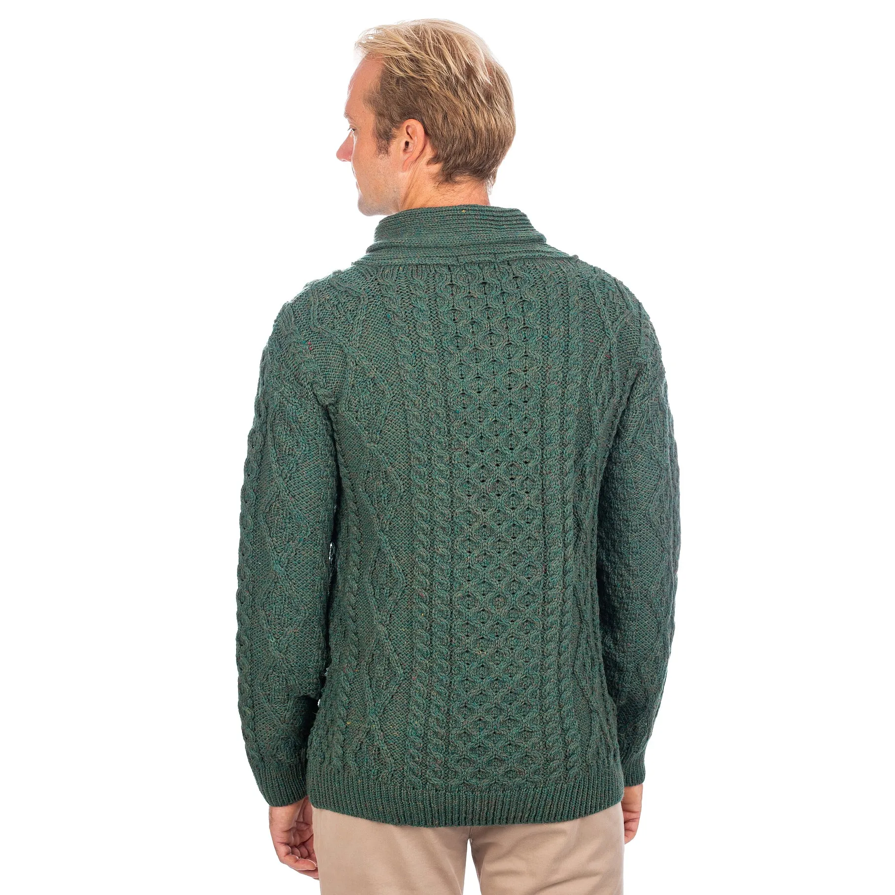 Men's Button Shawl Neck Fisherman Irish Sweater