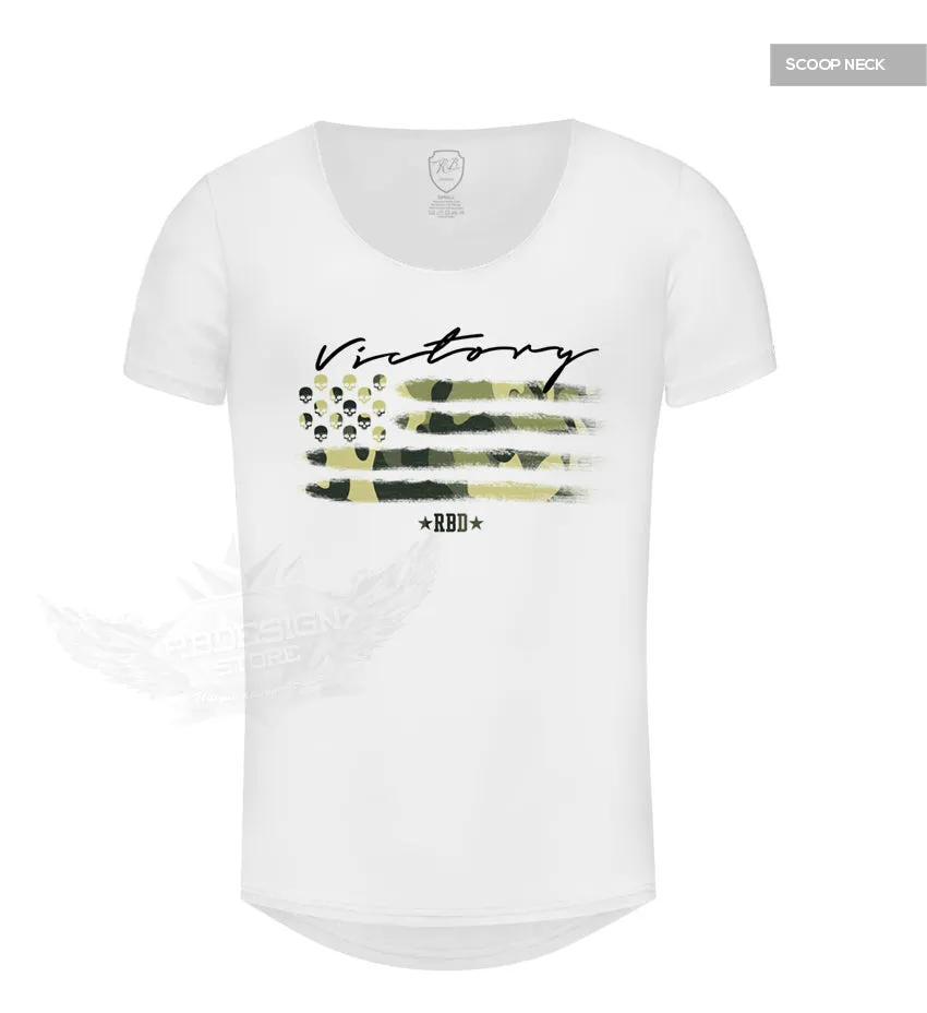 Mens Camouflage Flag White T-shirt "Victory" MD868