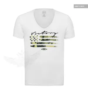 Mens Camouflage Flag White T-shirt "Victory" MD868