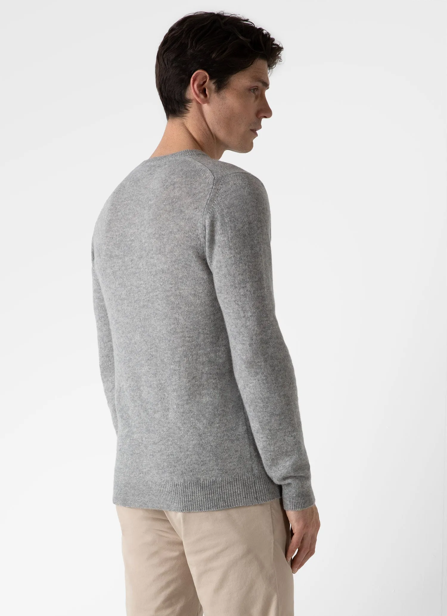 Men's Cashmere Crew Neck Jumper in Grey Melange