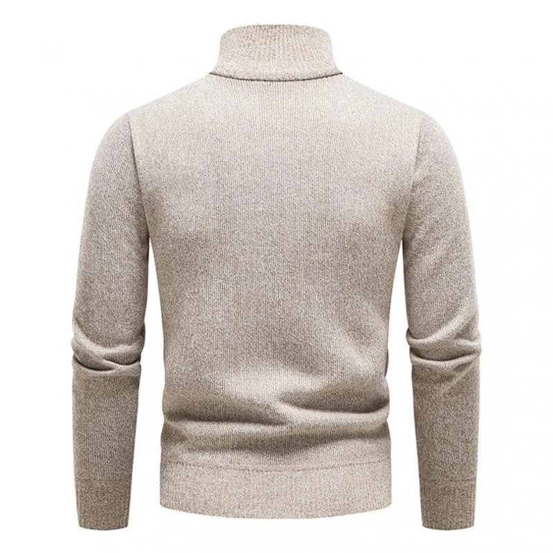 Men's Half Turtleneck Thickened Slim Fit Zip Pullover Knitwear 37961297M