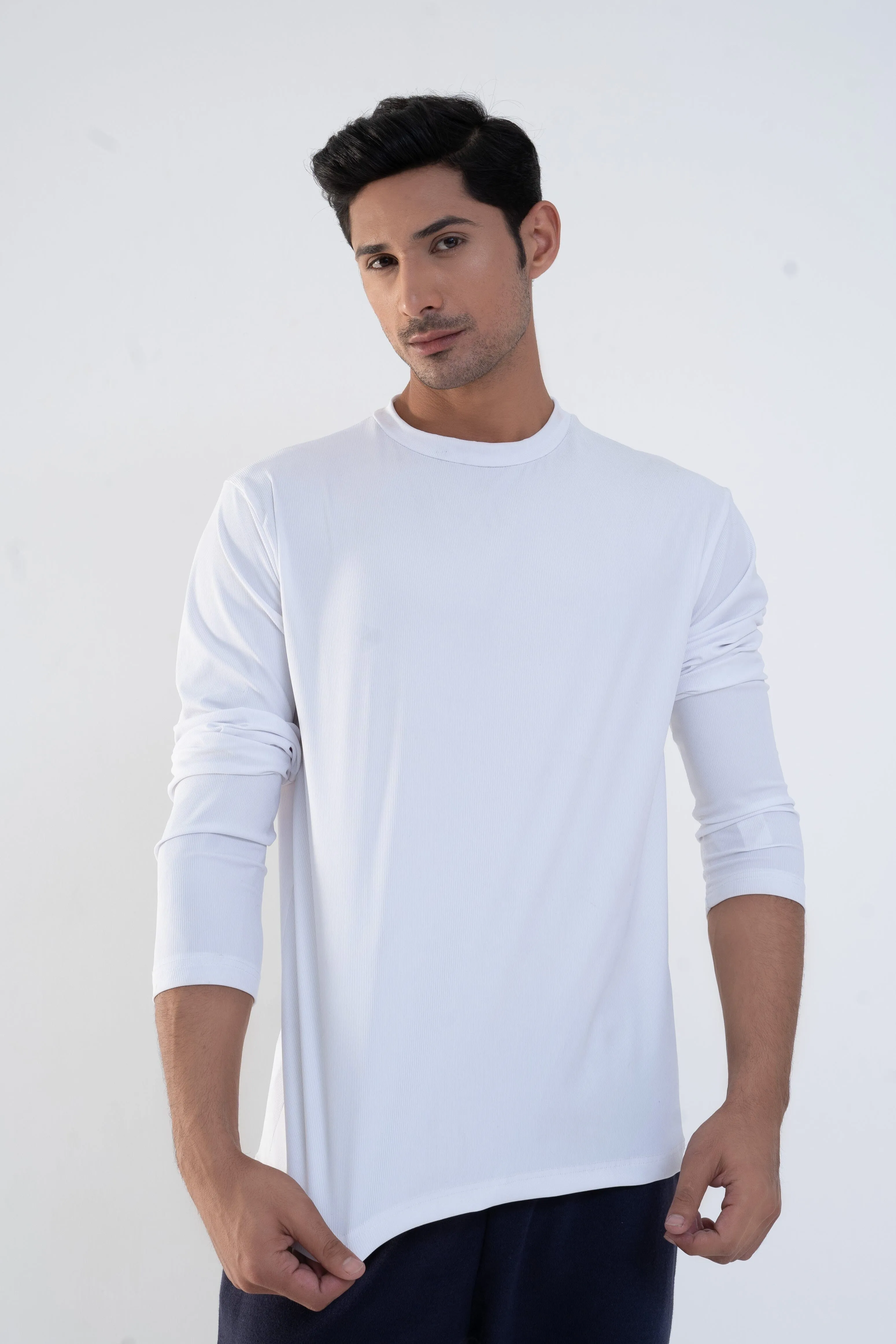 Men's Lining Crew Neck Long Sleeve Tee Shirt