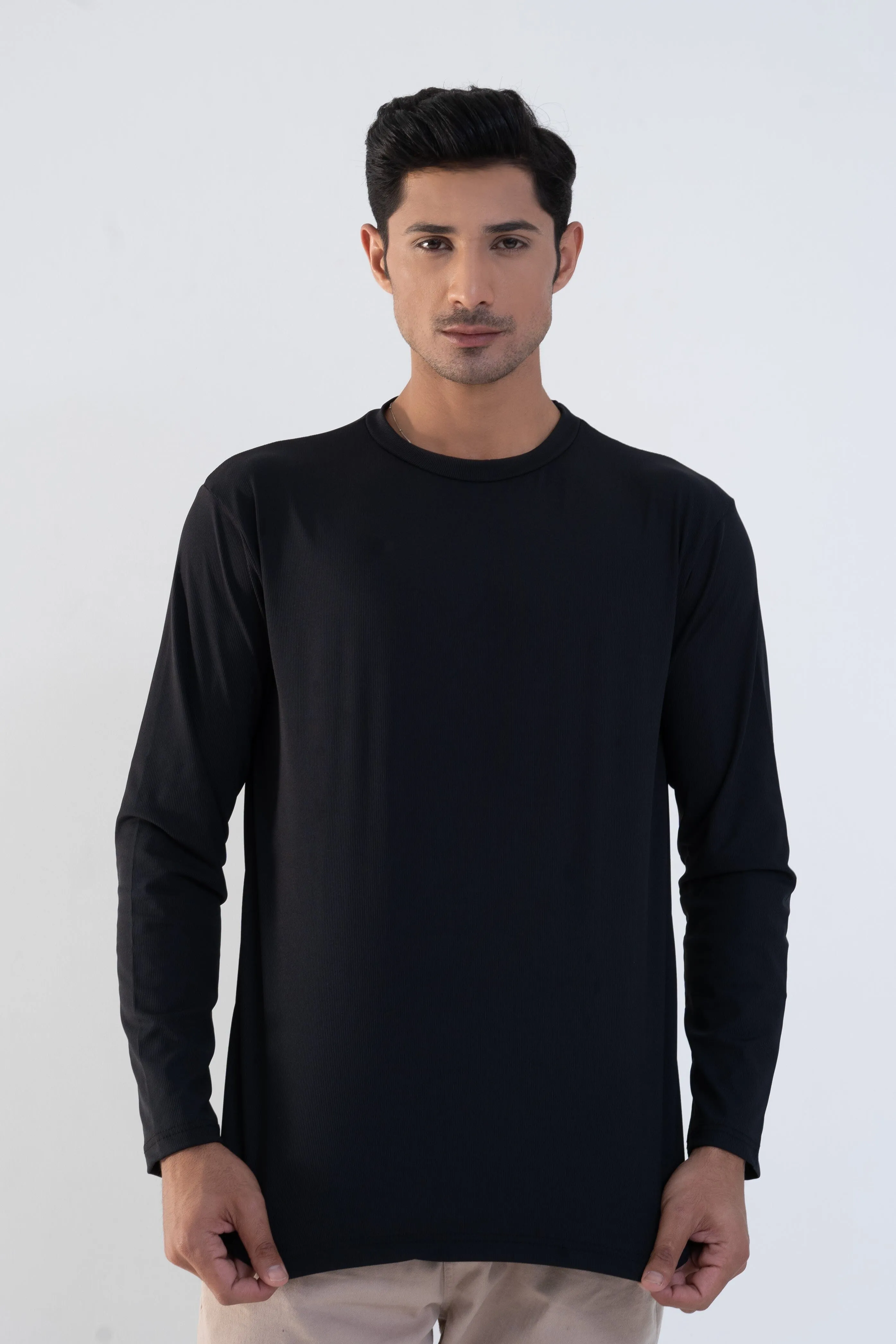 Men's Lining Crew Neck Long Sleeve Tee Shirt