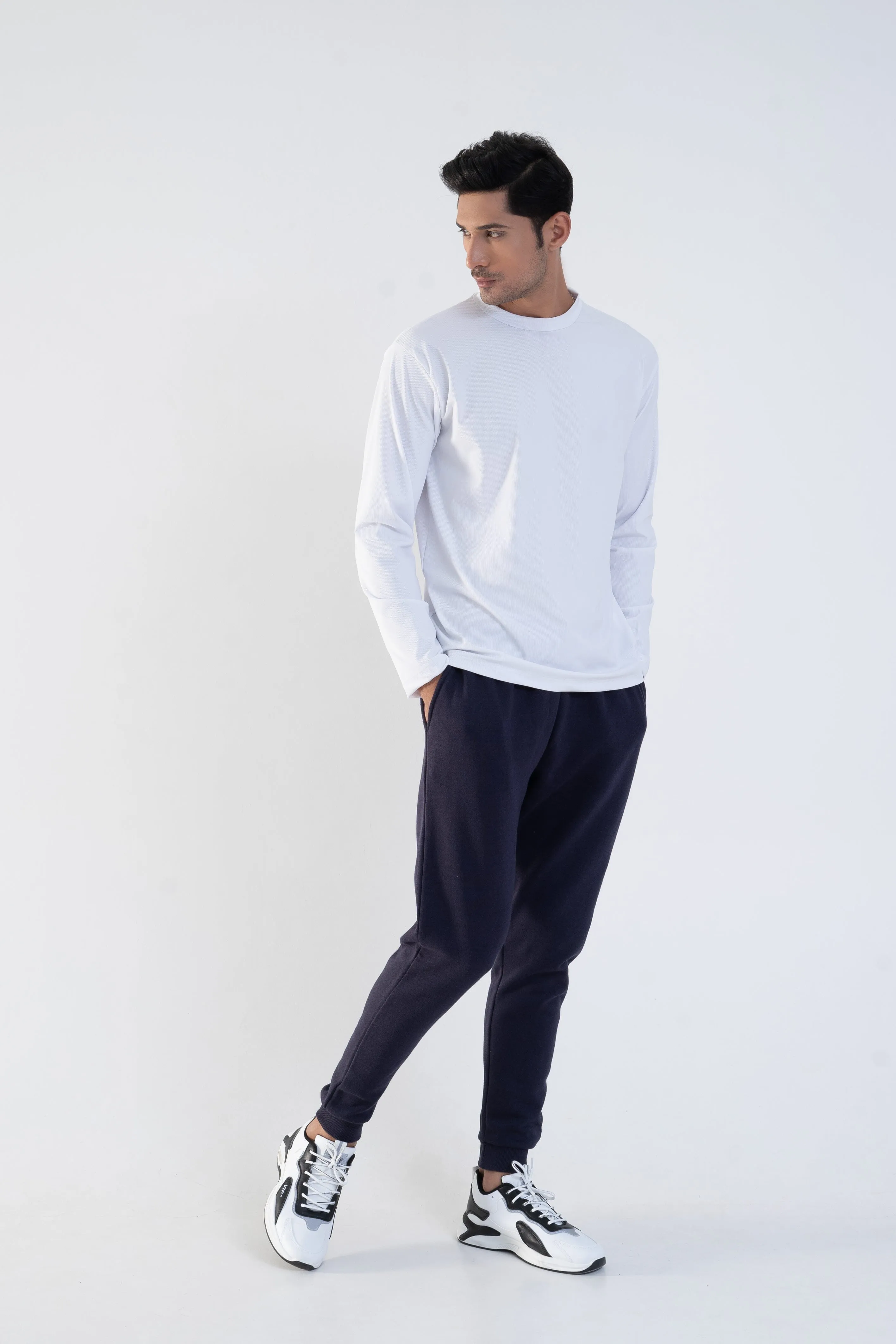 Men's Lining Crew Neck Long Sleeve Tee Shirt