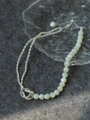 Millet Pearl and White Mother-of-Pearl Beaded Choker Necklace