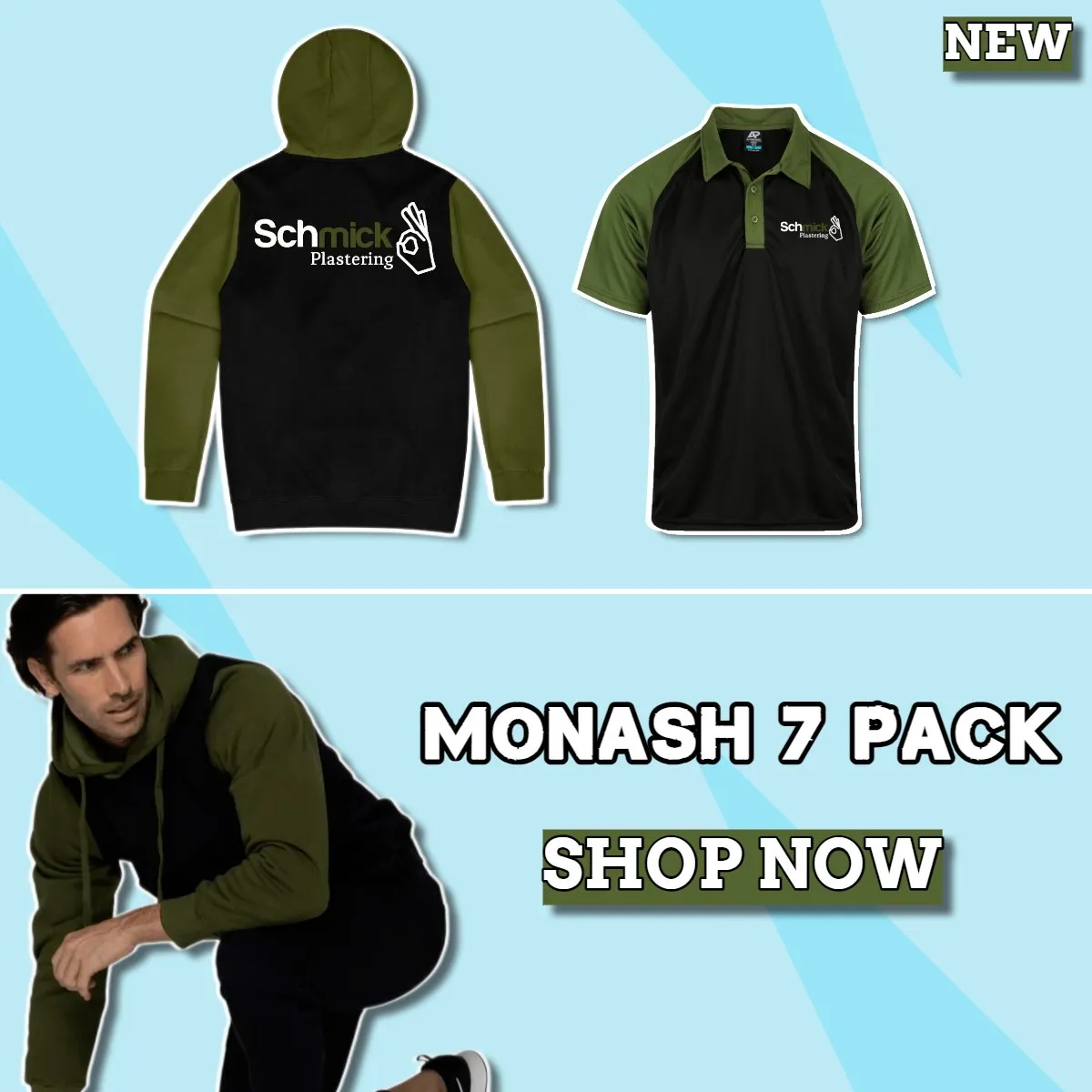 Monash 7 Pack 5 x 1318 - 2 x 1530 - With Front Embroidery & Vinyl Print On Back