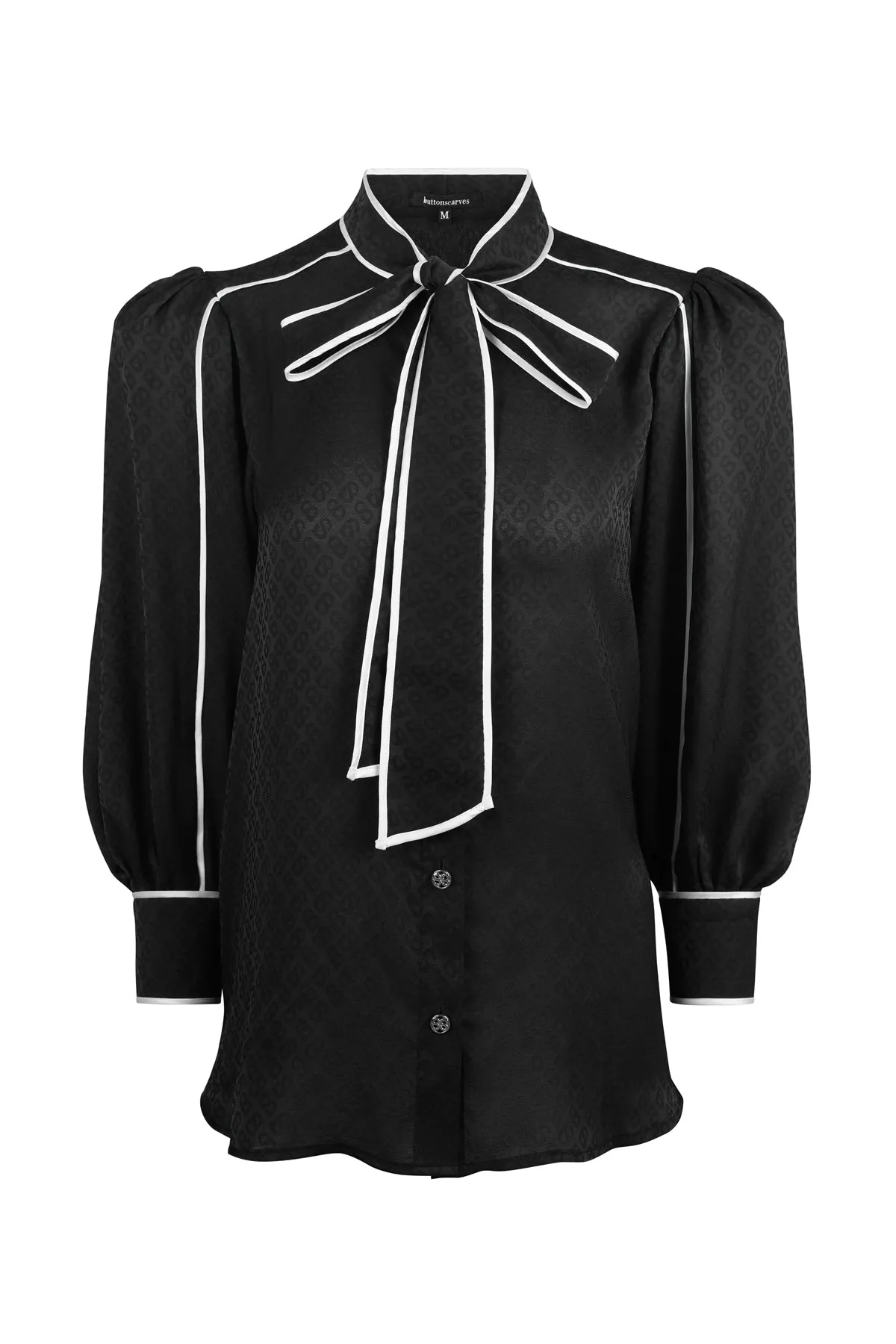 Monogram Satin Binding Detail Shirt - Midnight